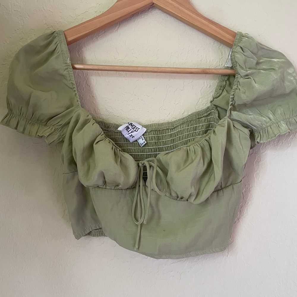 Green Tie Summer Crop Top